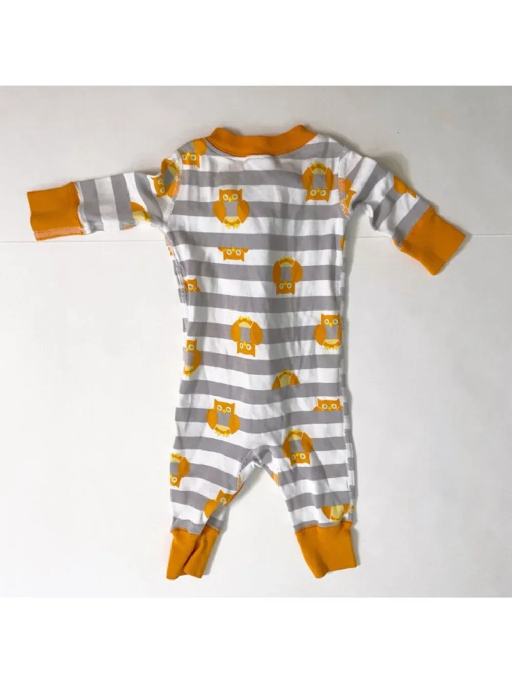 Hanna Andersson Orange Owl Sleeper Pajamas, Size 0-6 Months